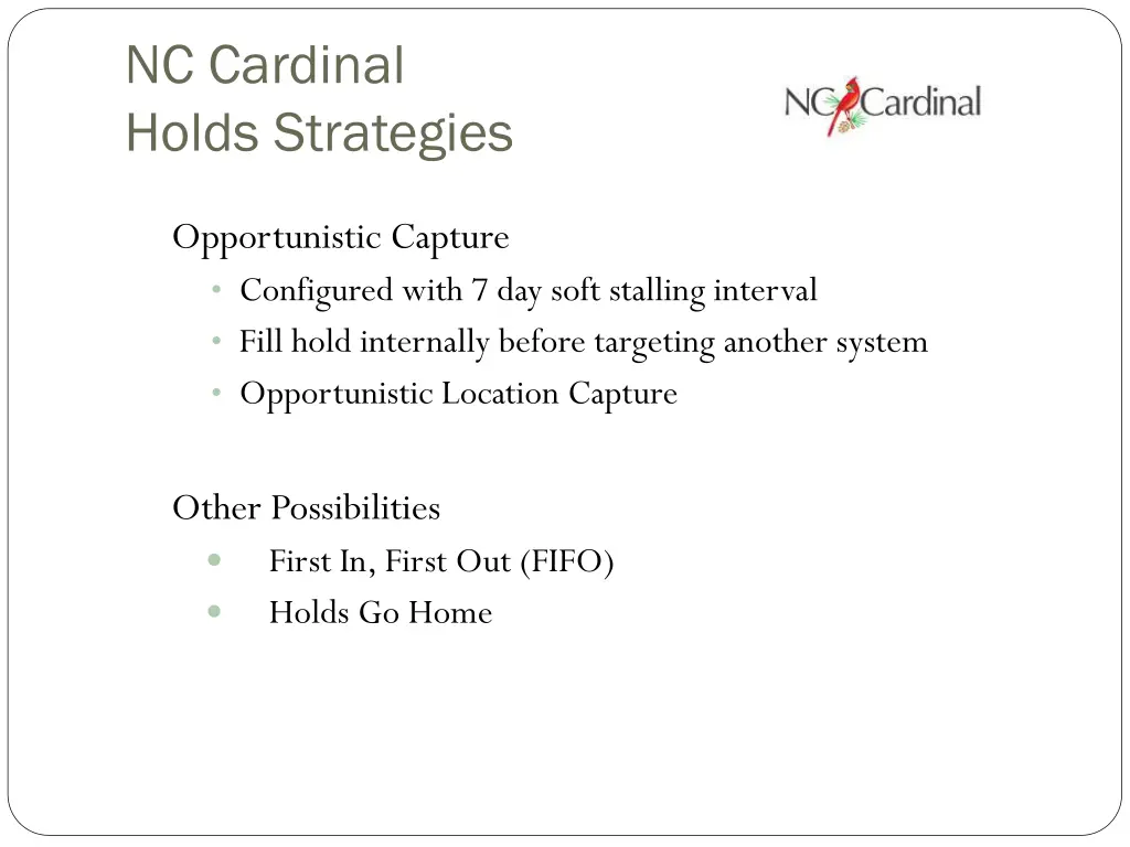 nc cardinal holds strategies 2