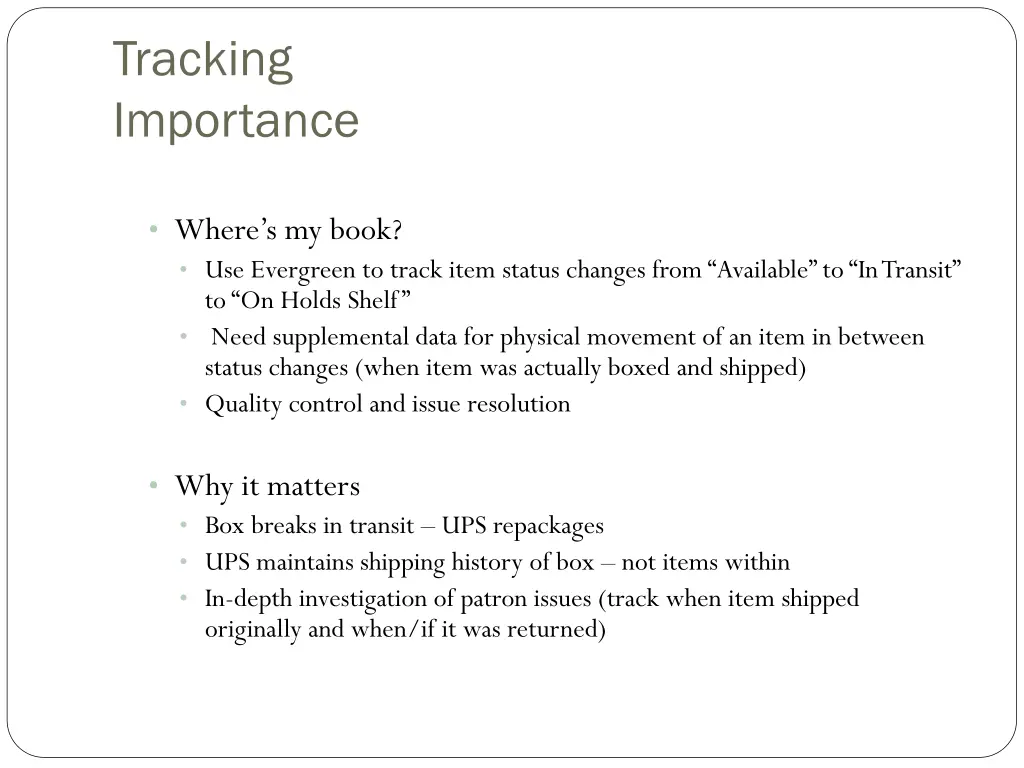 tracking importance