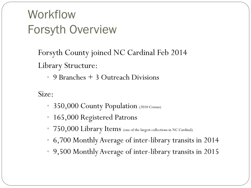 workflow forsyth overview