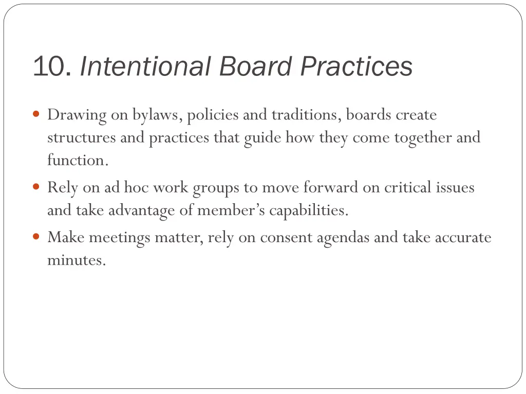 10 intentional board practices