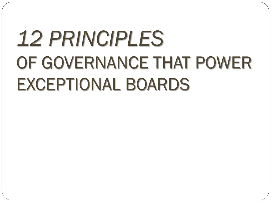 12 principles of governance that power