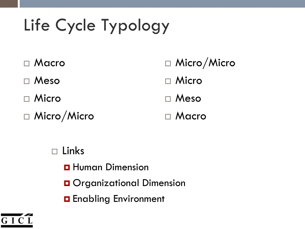 life cycle typology