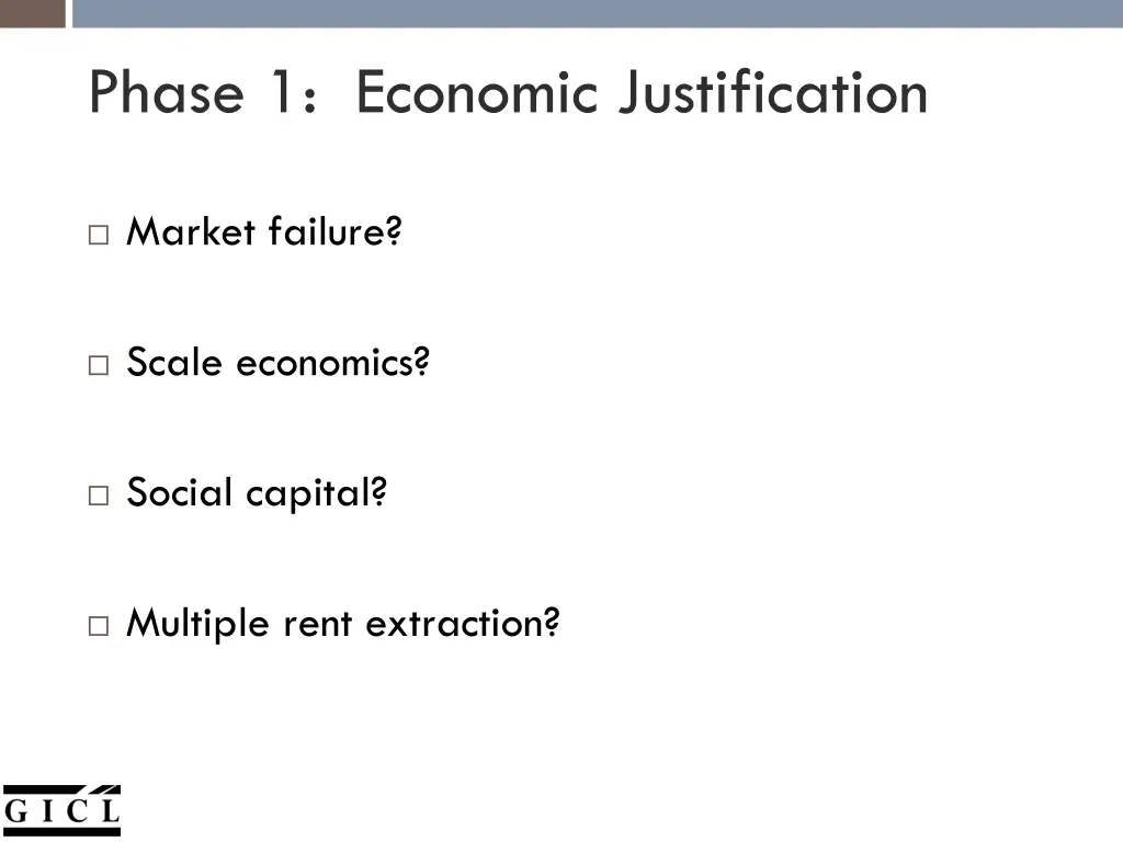 phase 1 economic justification