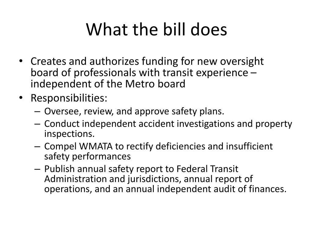 what the bill does