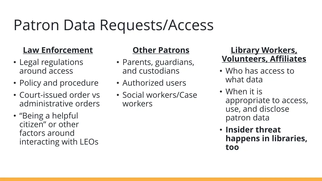 patron data requests access