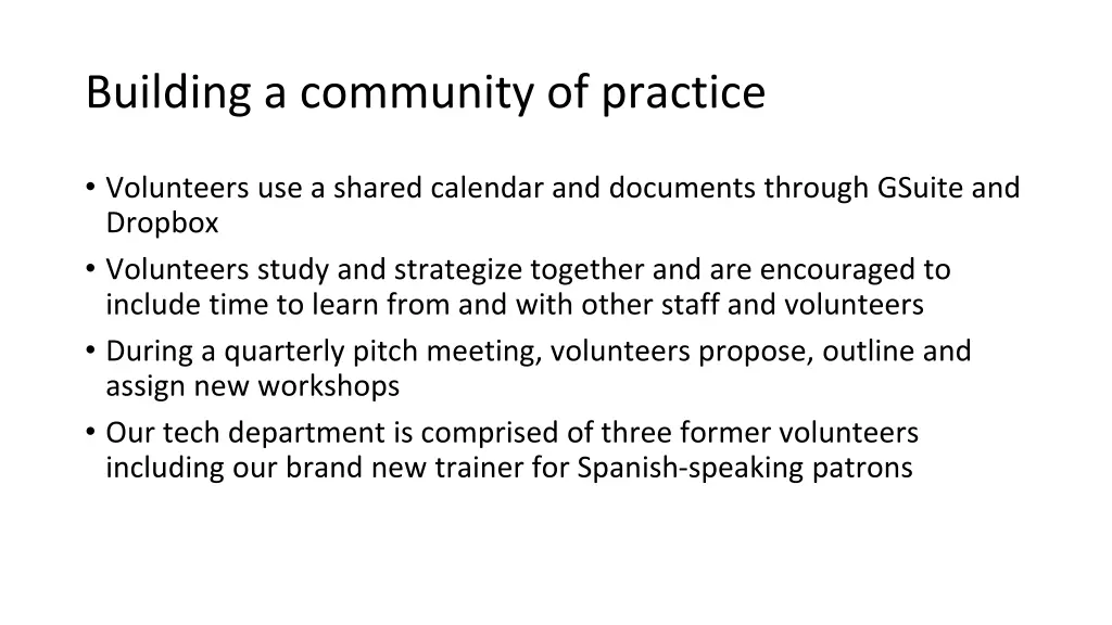 building a community of practice