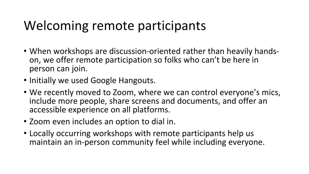 welcoming remote participants