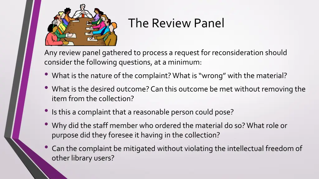 the review panel