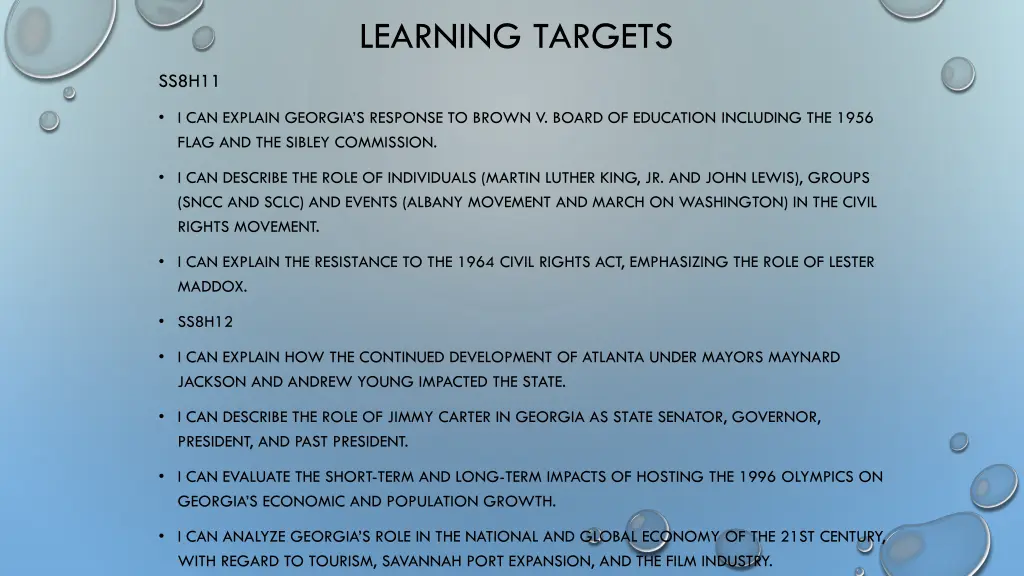 learning targets