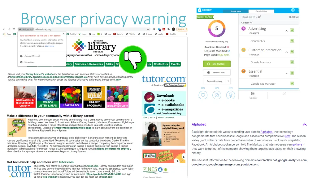 browser privacy warning