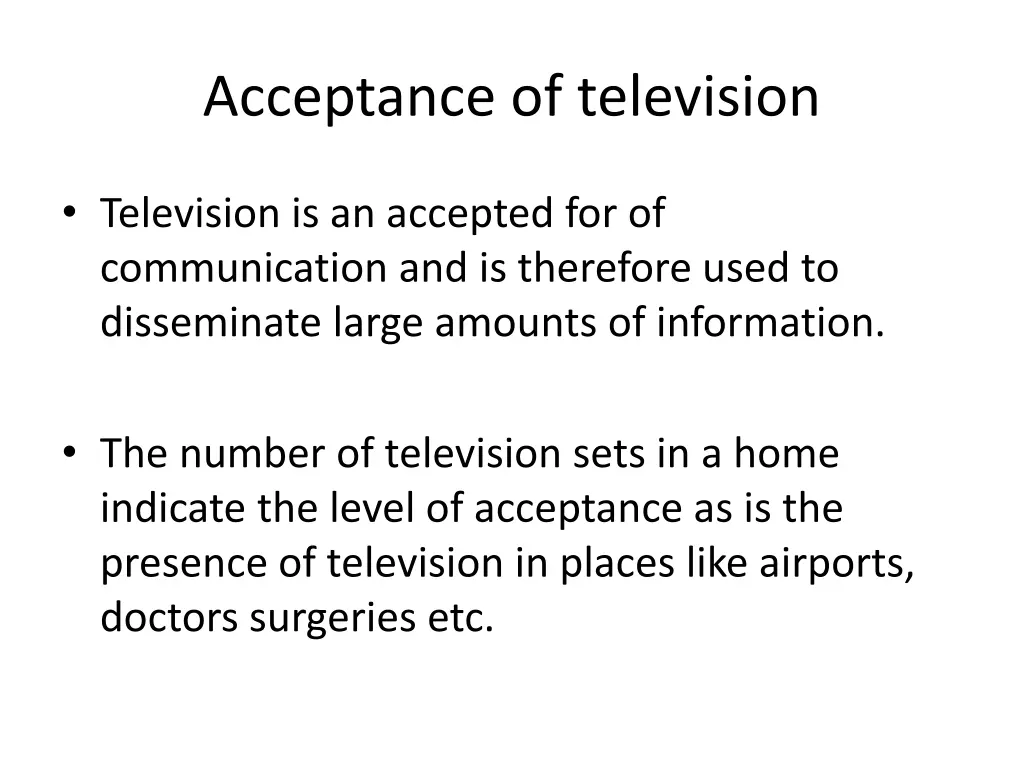 acceptance of television