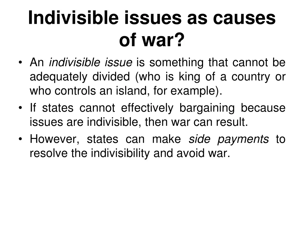 indivisible issues as causes