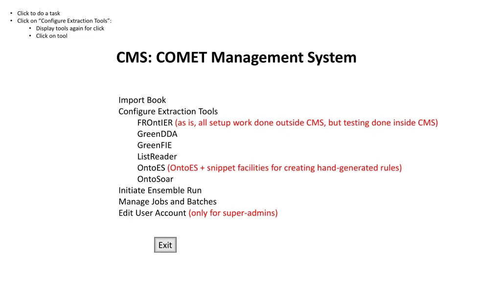 click to do a task click on configure extraction