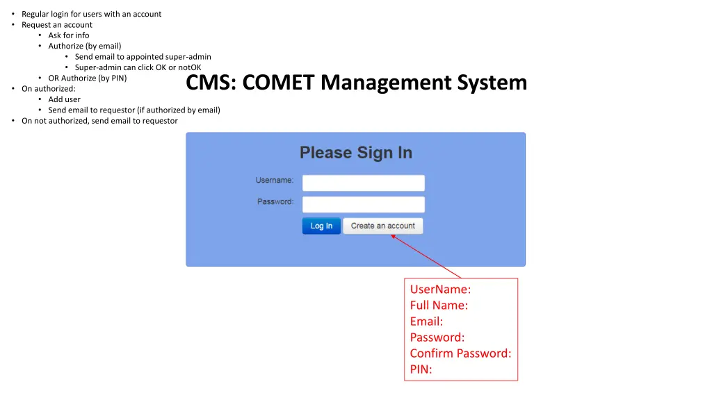 regular login for users with an account request