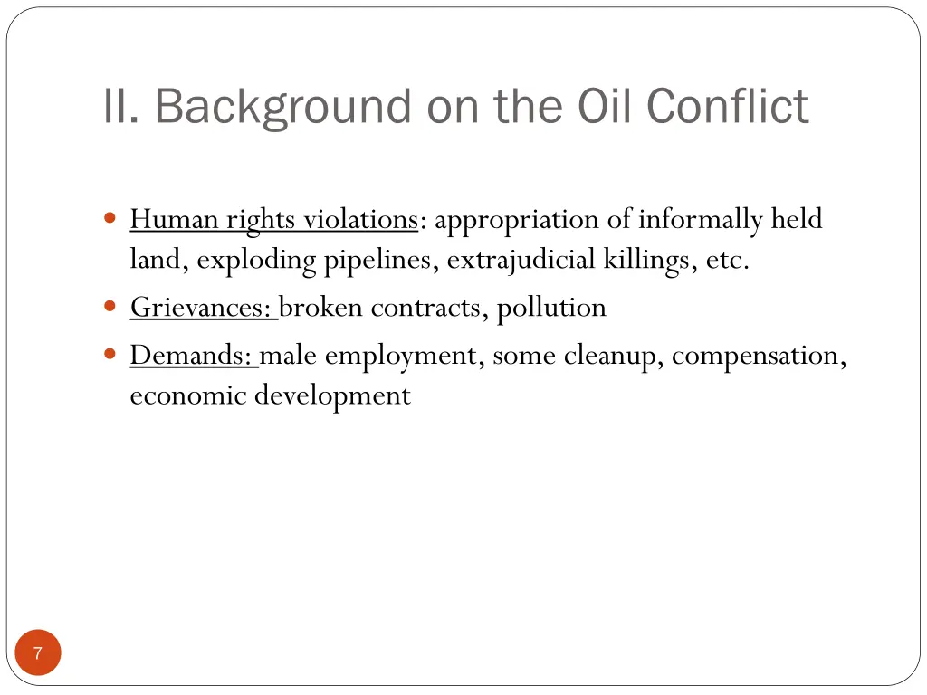 ii background on the oil conflict