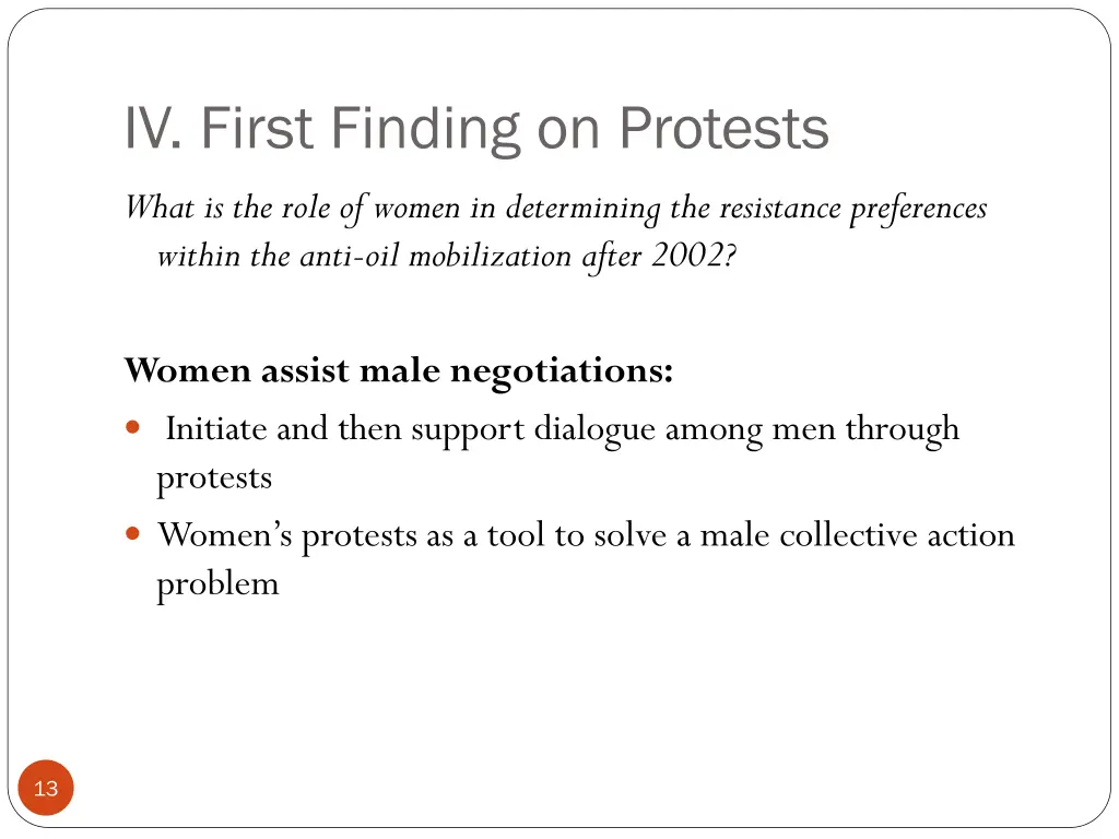 iv first finding on protests