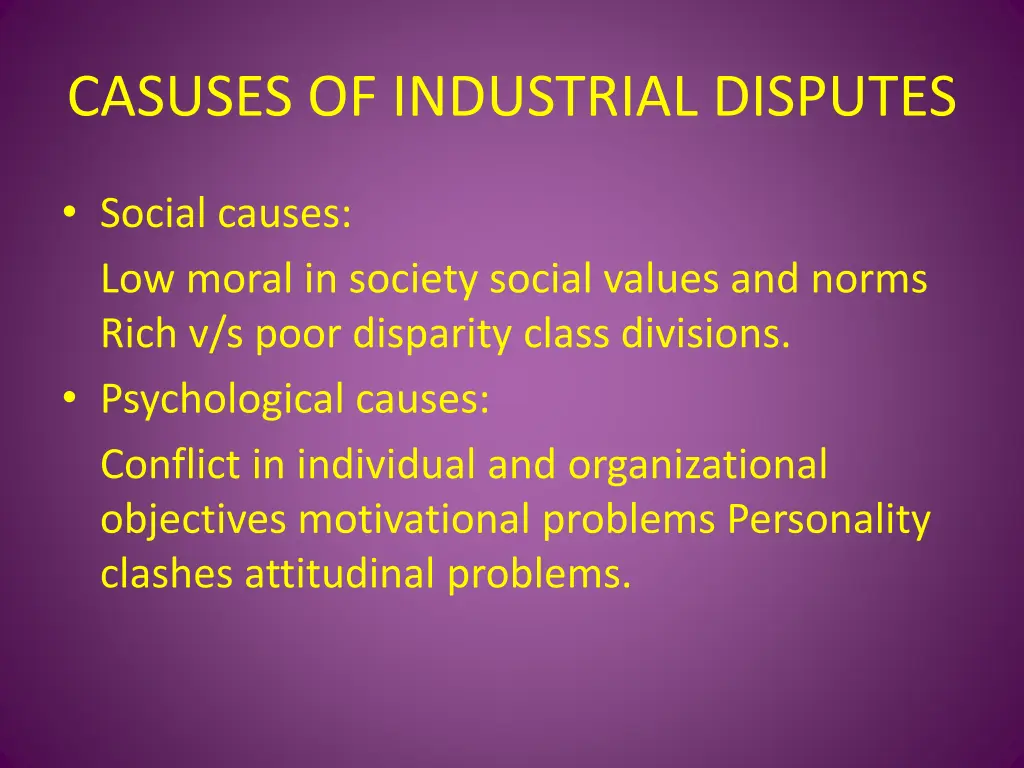 casuses of industrial disputes 1