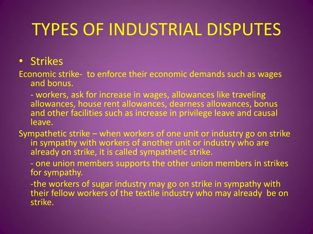 types of industrial disputes