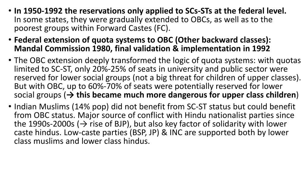 in 1950 1992 the reservations only applied