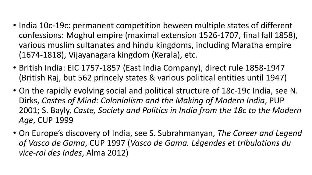 india 10c 19c permanent competition beween