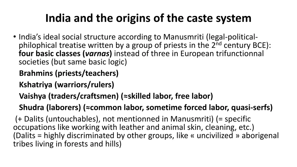 india and the origins of the caste system