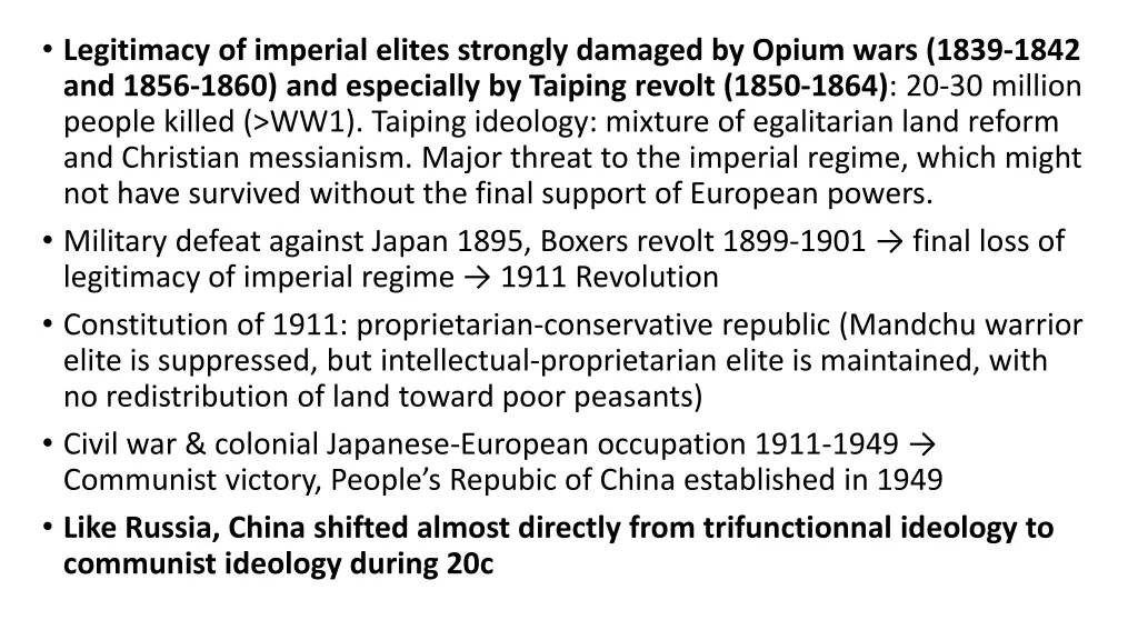 legitimacy of imperial elites strongly damaged