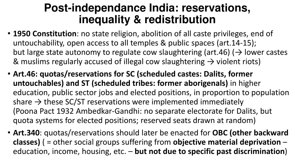 post independance india reservations inequality