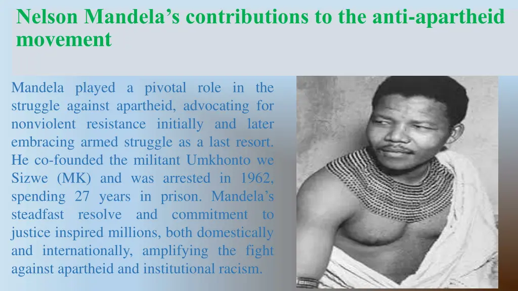 nelson mandela s contributions to the anti