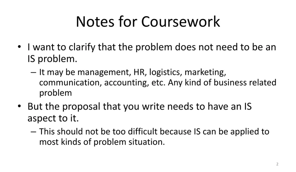 notes for coursework