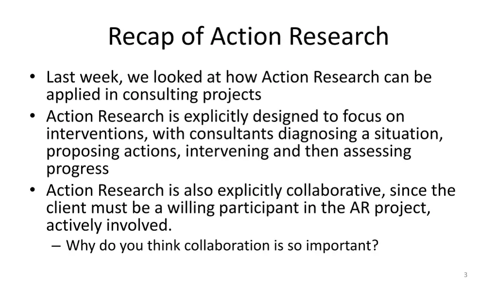 recap of action research