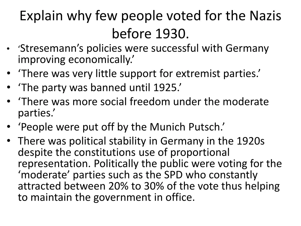 explain why few people voted for the nazis before