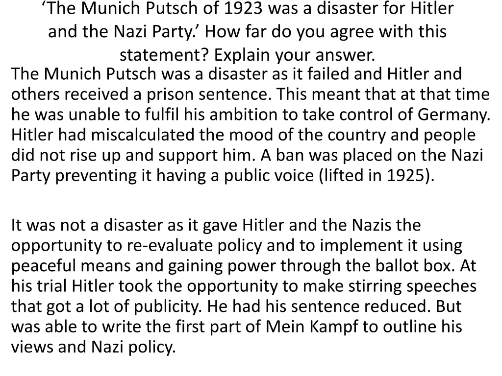 the munich putsch of 1923 was a disaster