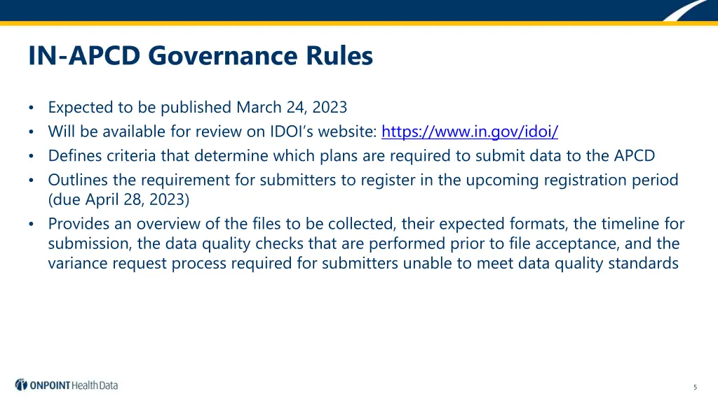 in apcd governance rules