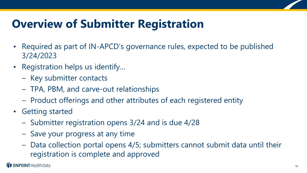 overview of submitter registration