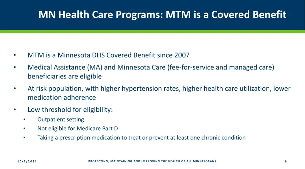 mn health care programs mtm is a covered benefit