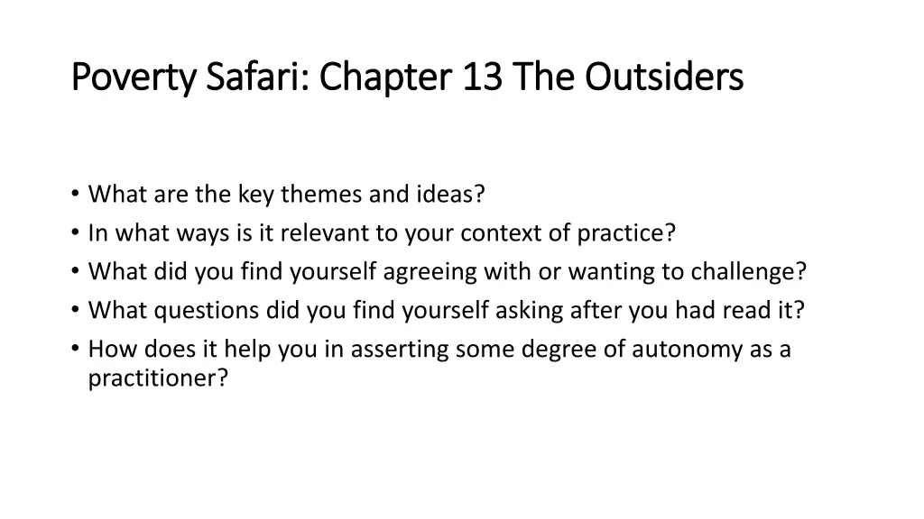 poverty safari chapter 13 the outsiders poverty