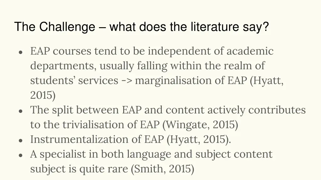 the challenge what does the literature say