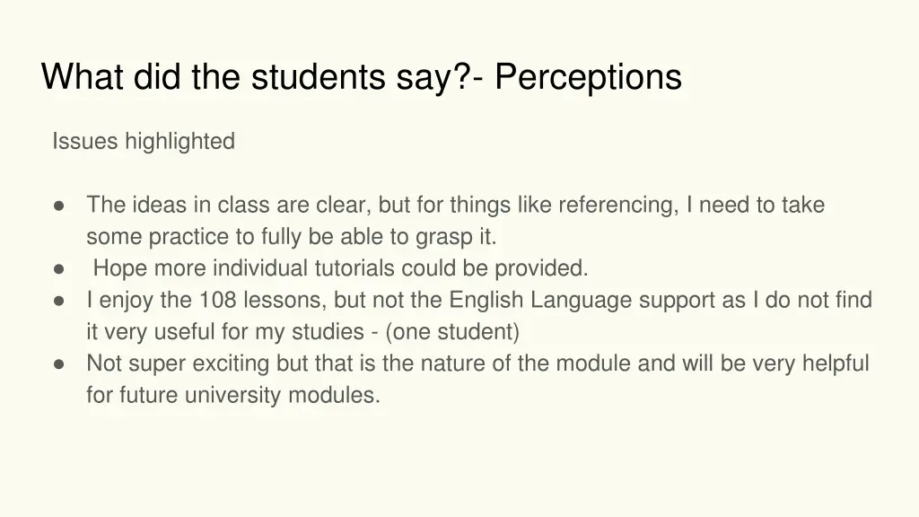 what did the students say perceptions 1