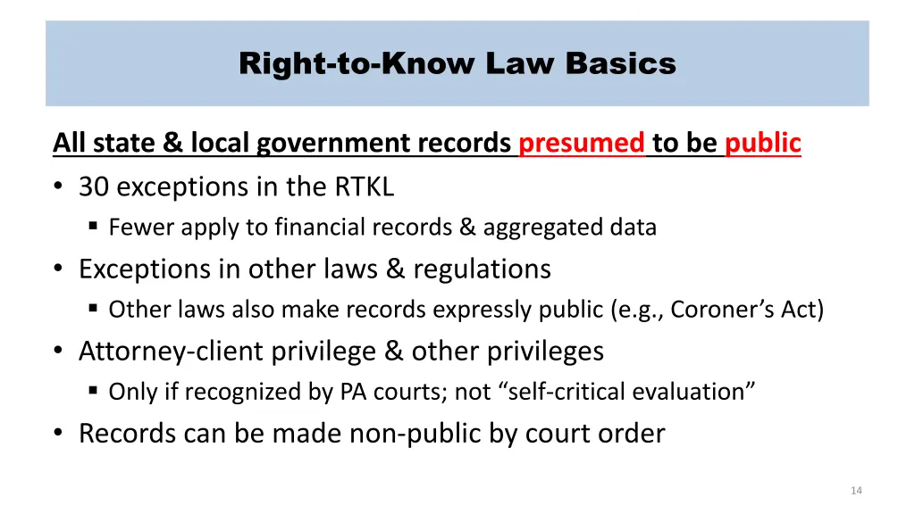 right to know law basics