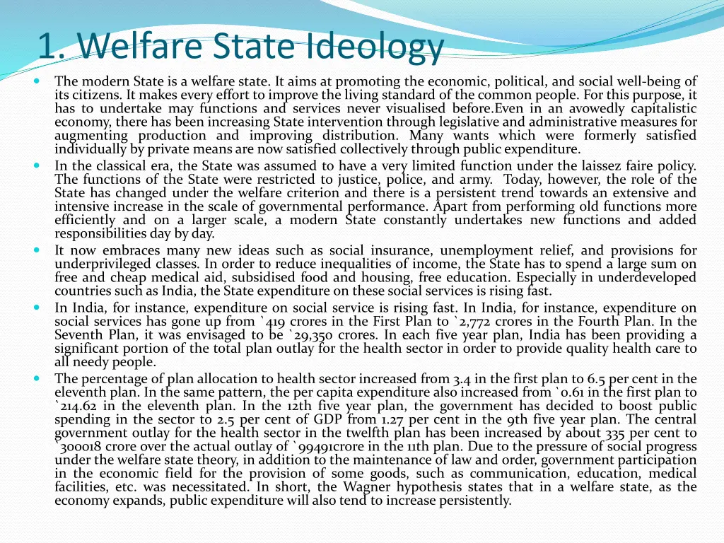 1 welfare state ideology the modern state