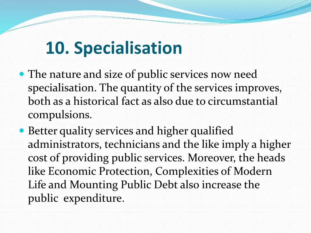 10 specialisation