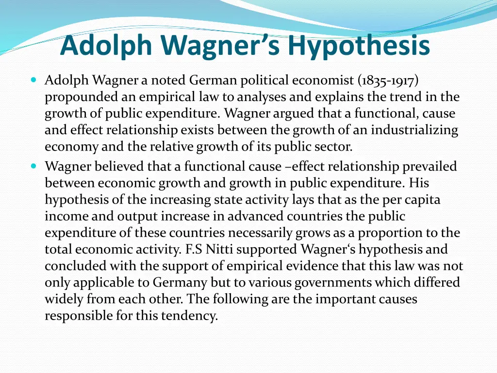 adolph wagner s hypothesis