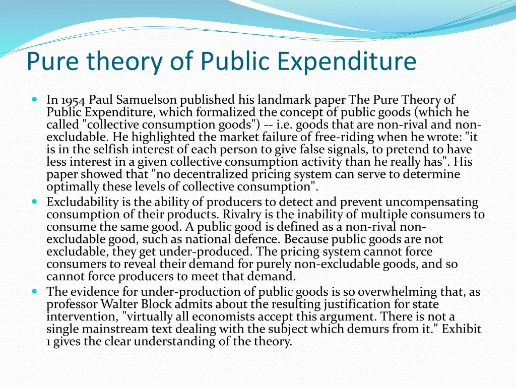 pure theory of public expenditure