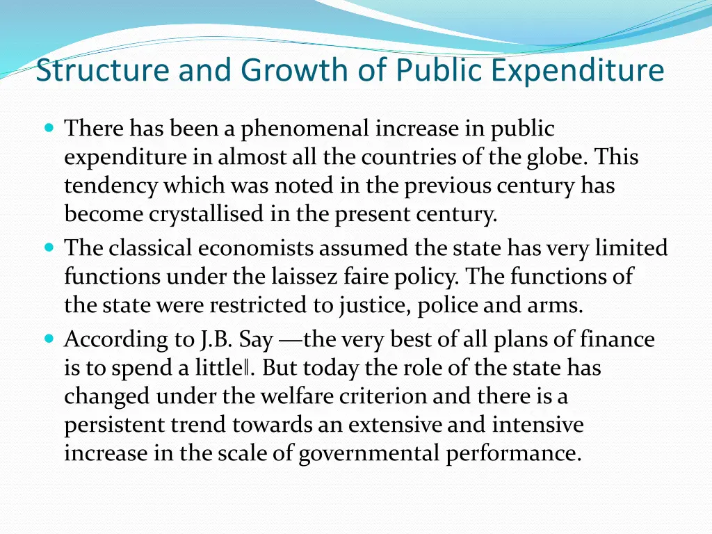 structure and growth of public expenditure