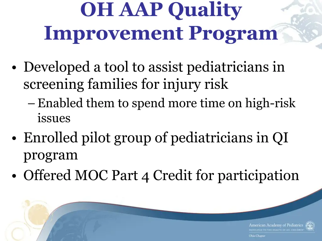 oh aap quality improvement program