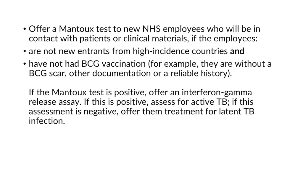 offer a mantoux test to new nhs employees 1