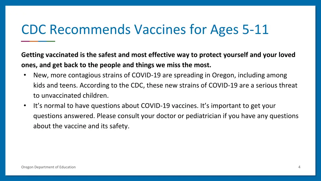 cdc recommends vaccines for ages 5 11