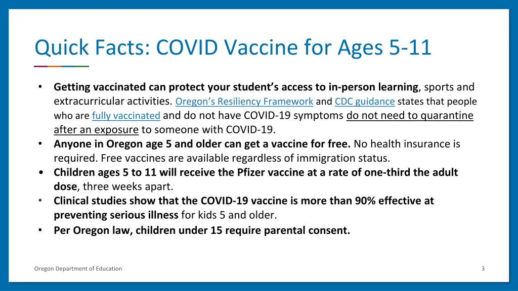 quick facts covid vaccine for ages 5 11