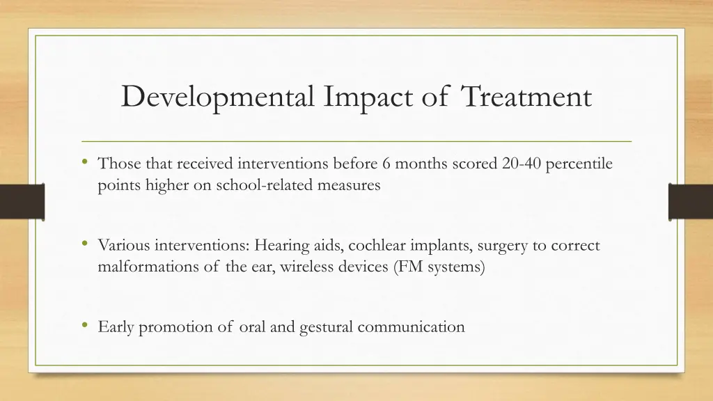 developmental impact of treatment