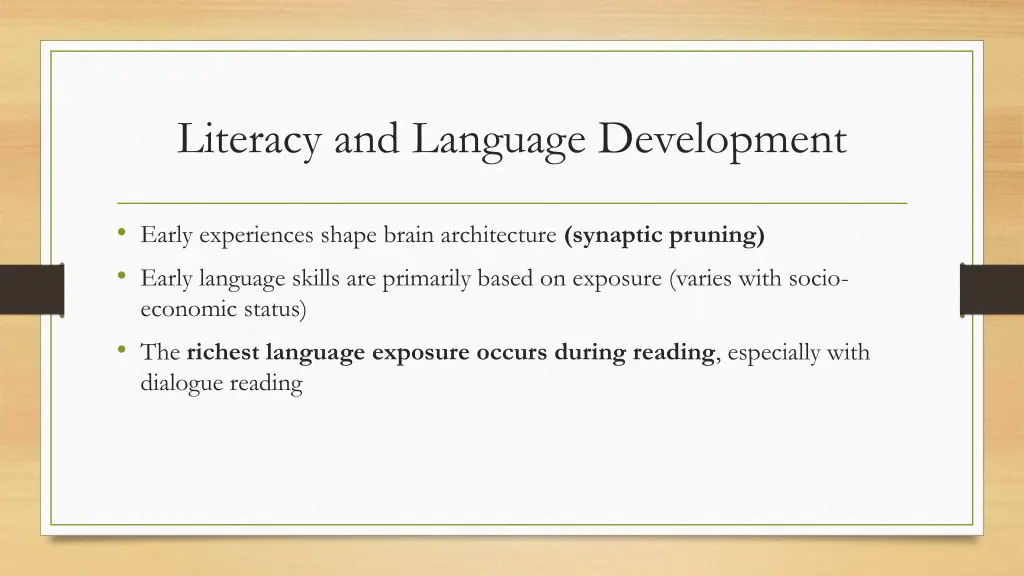 literacy and language development